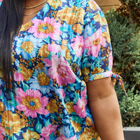 Petal Dew Full Size Floral V-Neck Tie Detail Blouse