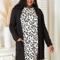 Celeste Full Size Open Front Longline Cardigan with Pockets