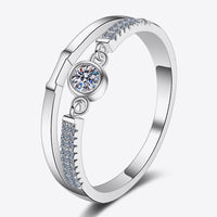 Moissanite Cutout Rhodium-Plated Ring