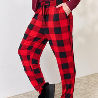 Zenana Full Size Plaid Round Neck Top and Pants Pajama Set