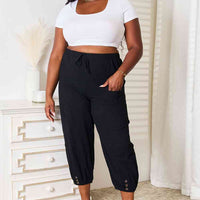 Double Take Decorative Button Cropped Pants