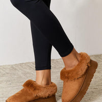 Legend Footwear Furry Chunky Platform Ankle Boots