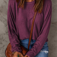 Seam Detail Round Neck Long Sleeve Top