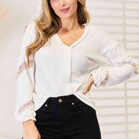 Double Take V-Neck Dropped Shoulder Blouse