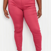 Zenana Walk the Line Full Size High Rise Skinny Jeans in Rose