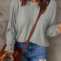 Seam Detail Round Neck Long Sleeve Top