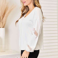 Double Take V-Neck Dropped Shoulder Blouse