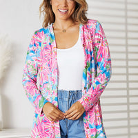 Double Take Floral Open Front Long Sleeve Cardigan