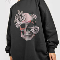 Simply Love Full Size Dropped Shoulder SKULL Graphic Sweatshirt