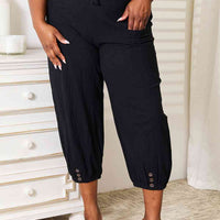 Double Take Decorative Button Cropped Pants