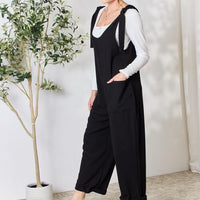 Celeste Full Size Ribbed Tie Shoulder Sleeveless Ankle Overalls