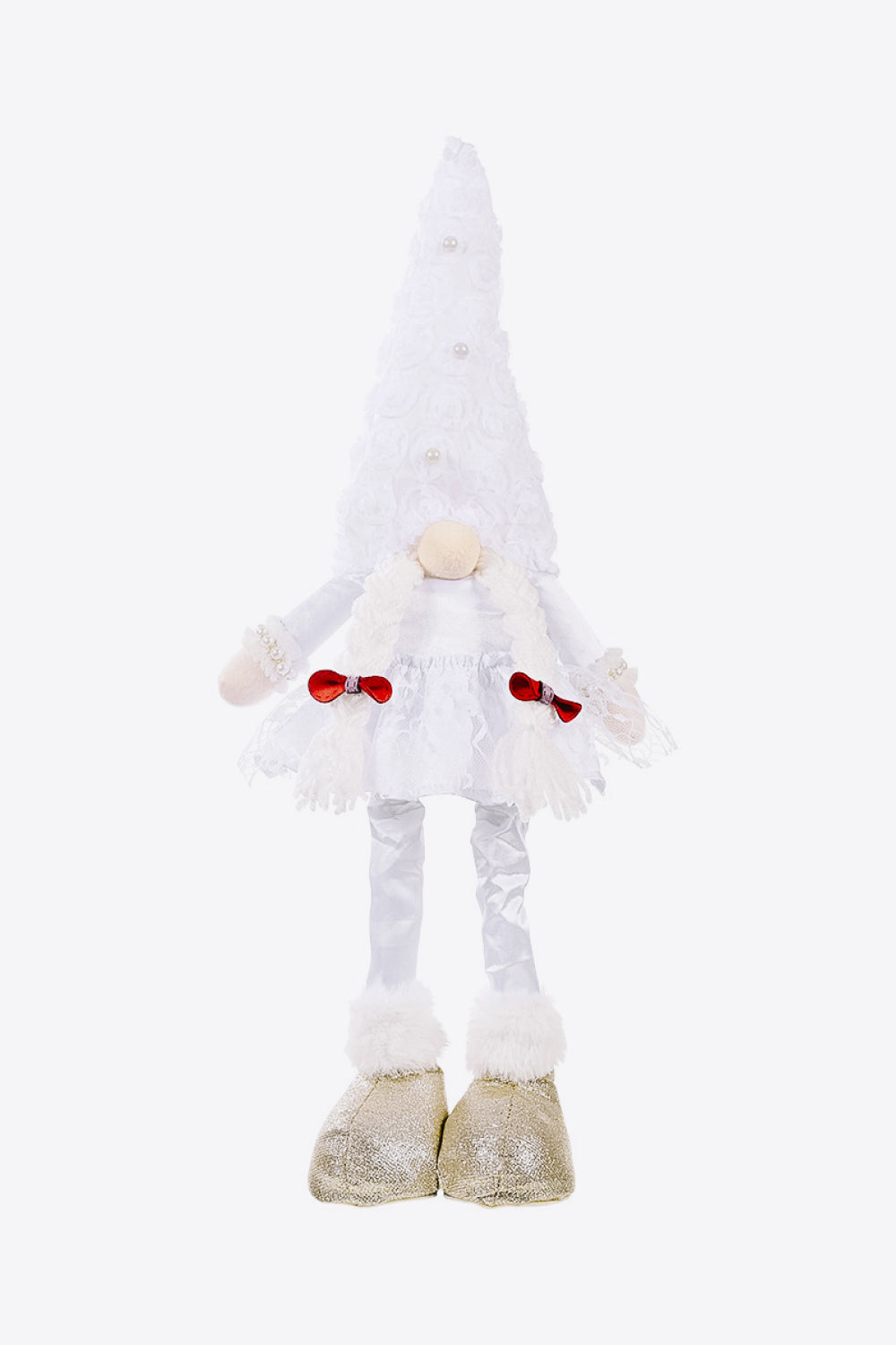 Wedding Bow Detail Pom-Pom Telescopic Leg Gnome