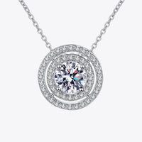 Moissanite Round Pendant Rhodium-Plated Necklace