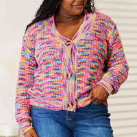 Woven Right V-Neck Long Sleeve Cardigan