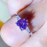 1 Carat Moissanite Heart-Shaped Platinum-Plated Ring in Purple