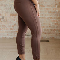 Magic Ankle Crop Skinny Pants in Dark Brown