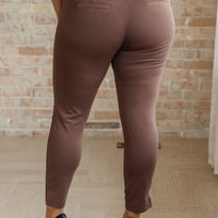 Magic Ankle Crop Skinny Pants in Dark Brown