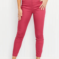 Zenana Walk the Line Full Size High Rise Skinny Jeans in Rose