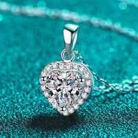 1 Carat Moissanite Heart Pendant Chain Necklace