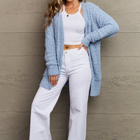 Zenana Falling For You Full Size Open Front Popcorn Cardigan