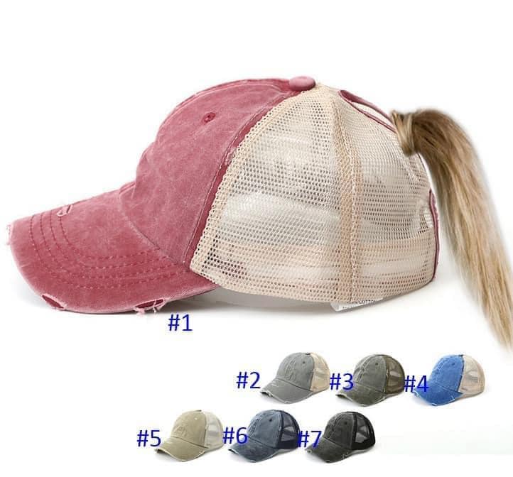 Distressed Ponytail Hats