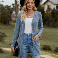 Ribbed Button-UP Cardigan with Pockets