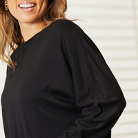 Double Take Seam Detail Round Neck Long Sleeve Top