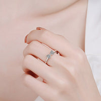 Moissanite Bow Rhodium-Plated Ring