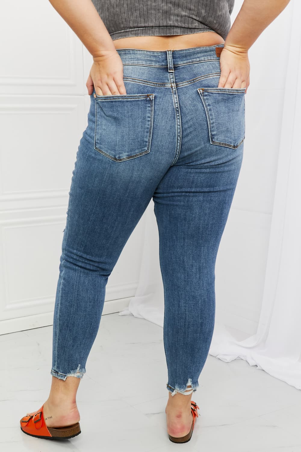 Judy Blue Dahlia Full Size Distressed Patch Jeans