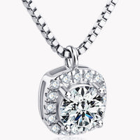 Moissanite Pendant Platinum-Plated Necklace