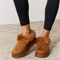 Legend Footwear Furry Chunky Platform Ankle Boots