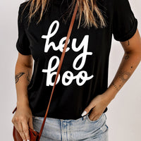 HEY BOO Graphic Round Neck T-Shirt