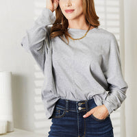 Double Take Seam Detail Round Neck Long Sleeve Top