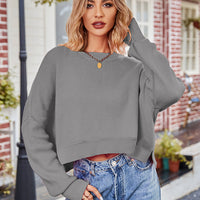 Dropped Shoulder Round Neck Long Sleeve Knit Top