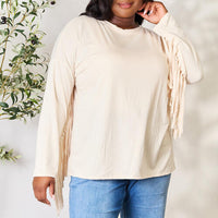 Celeste Full Size Fringe Detail Long Sleeve Blouse