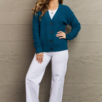 Zenana Kiss Me Tonight Full Size Button Down Cardigan in Teal