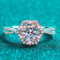 1 Carat Moissanite Flower-Shaped Crisscross Ring