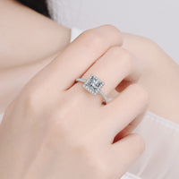 Sterling Silver Square Moissanite Ring