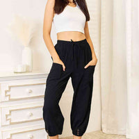 Double Take Decorative Button Cropped Pants