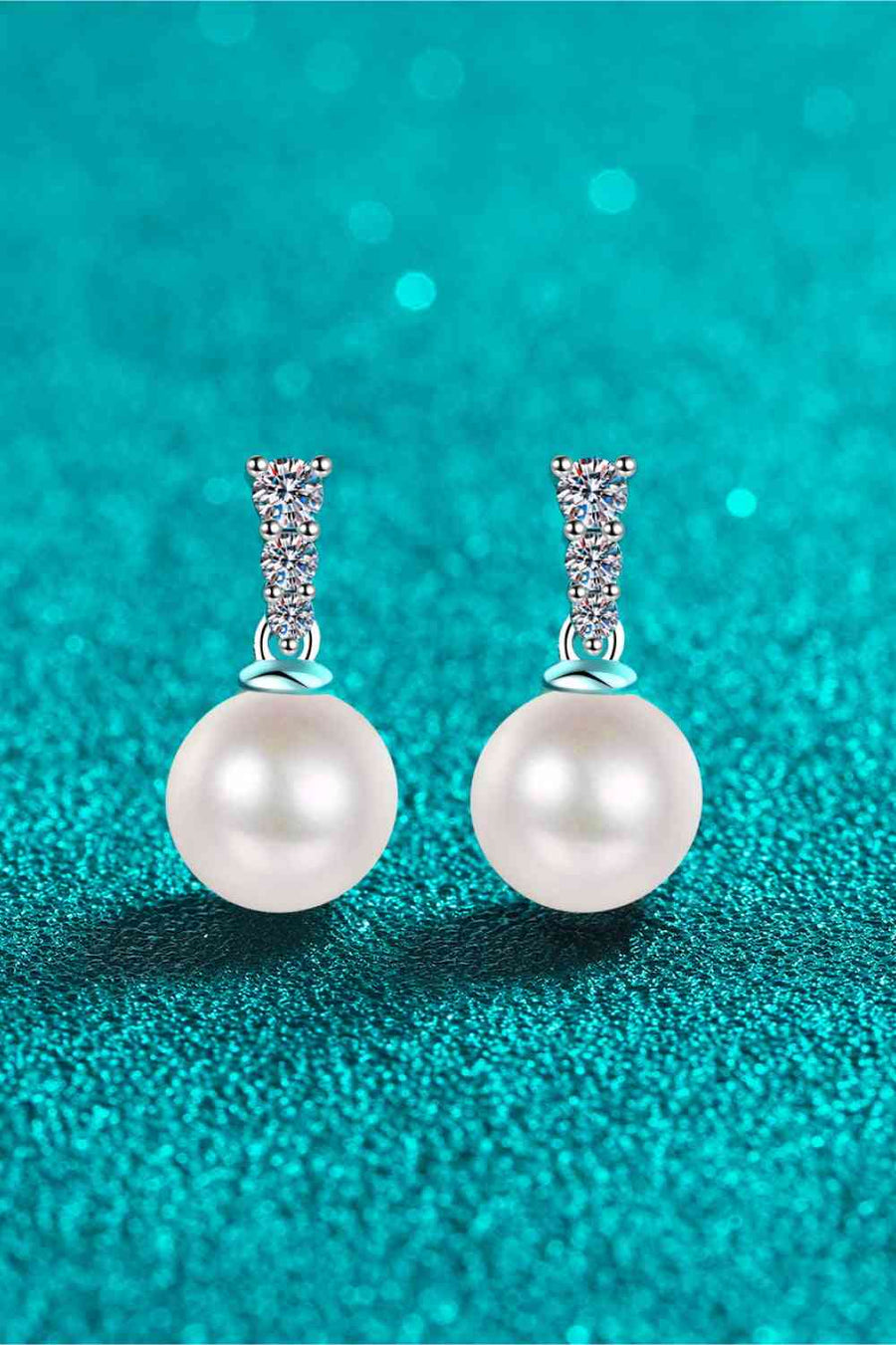 Moissanite Pearl Drop Earrings