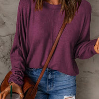 Seam Detail Round Neck Long Sleeve Top