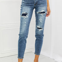 Judy Blue Dahlia Full Size Distressed Patch Jeans