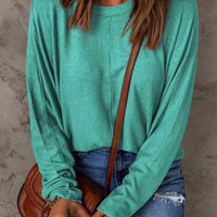 Seam Detail Round Neck Long Sleeve Top