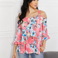 Sew In Love Full Size Fresh Take  Floral Cold-Shoulder Top