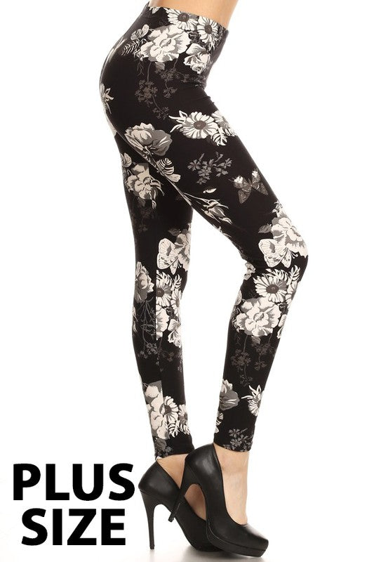 Plus butterfly/floral leggings